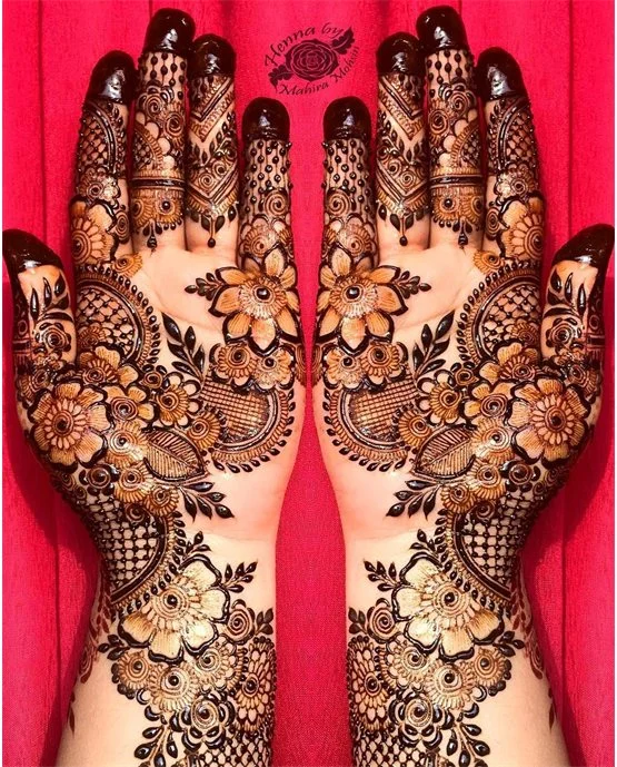 Graceful Lotus With Jasmine Featuring Simple Full Hand Mehndi Design